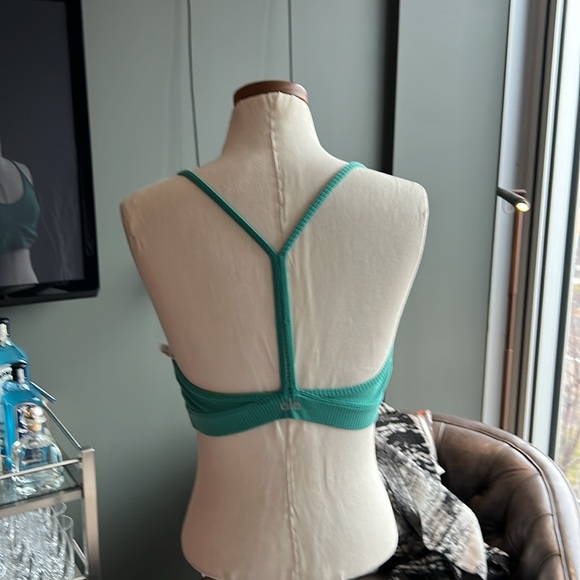 ALO Yoga Blissful Rib Knit Sports Bra in Ocean Teal Size Large - Picture 4 of 9